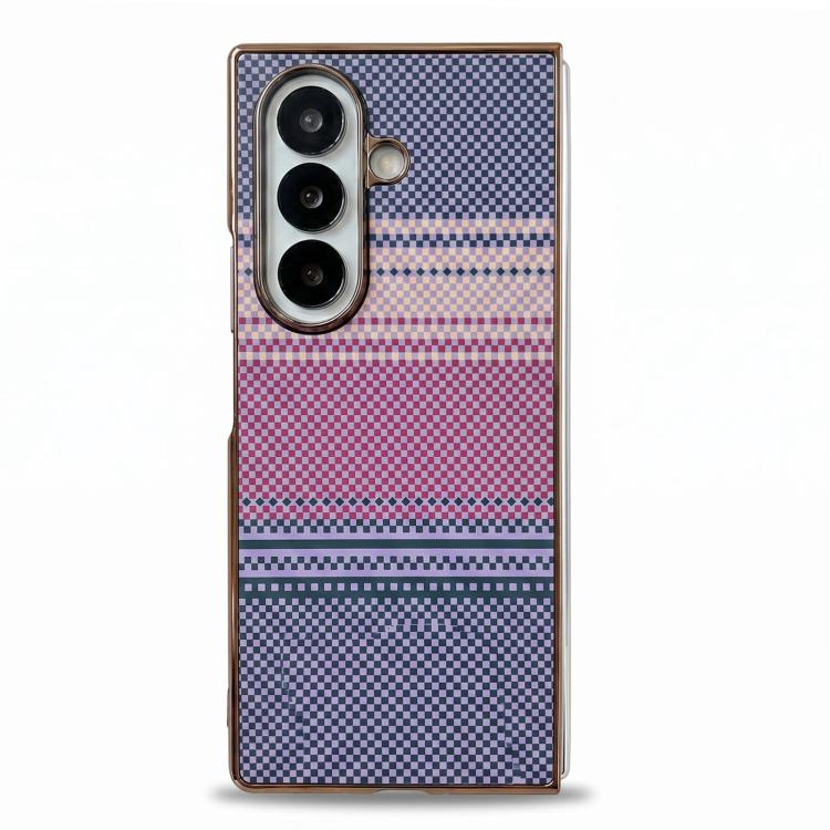 Custodia per telefono con pellicola magnetica integrata in policarbonato a quadri arcobaleno in Kevlar., For Galaxy Z Fold8 Ultra 5G, For Galaxy Z Fold7 5G, For Galaxy Z Fold6 5G, For Galaxy Z Fold5