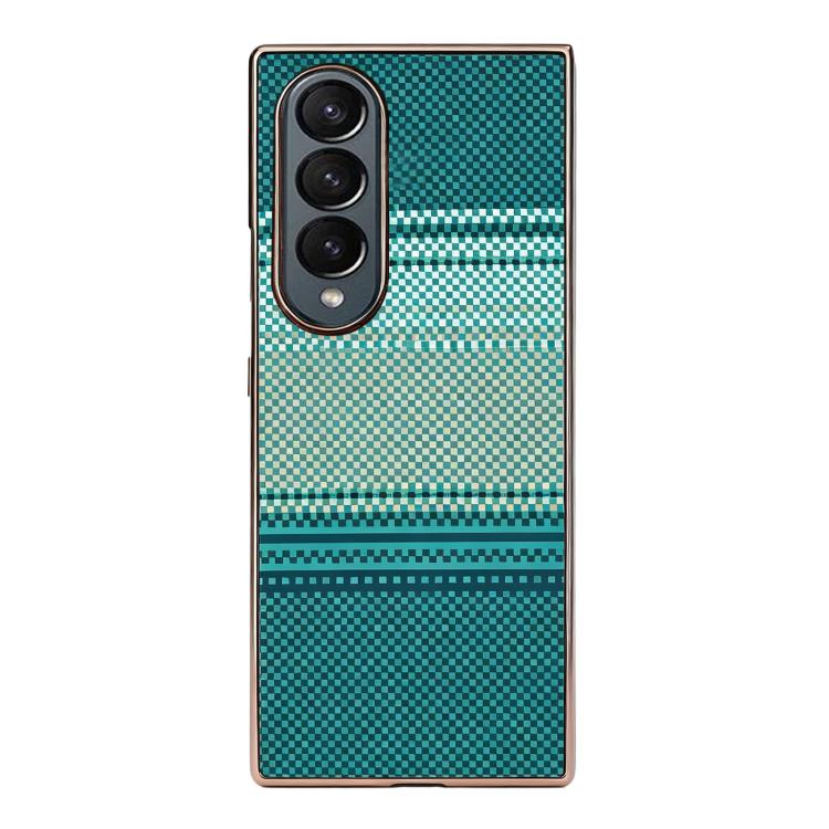 Custodia per telefono con pellicola magnetica integrata in policarbonato a quadri arcobaleno in Kevlar., For Galaxy Z Fold4, For Galaxy Z Fold3 5G
