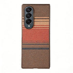 Custodia per telefono con pellicola magnetica integrata in policarbonato a quadri arcobaleno in Kevlar., For Galaxy Z Fold4, For Galaxy Z Fold3 5G