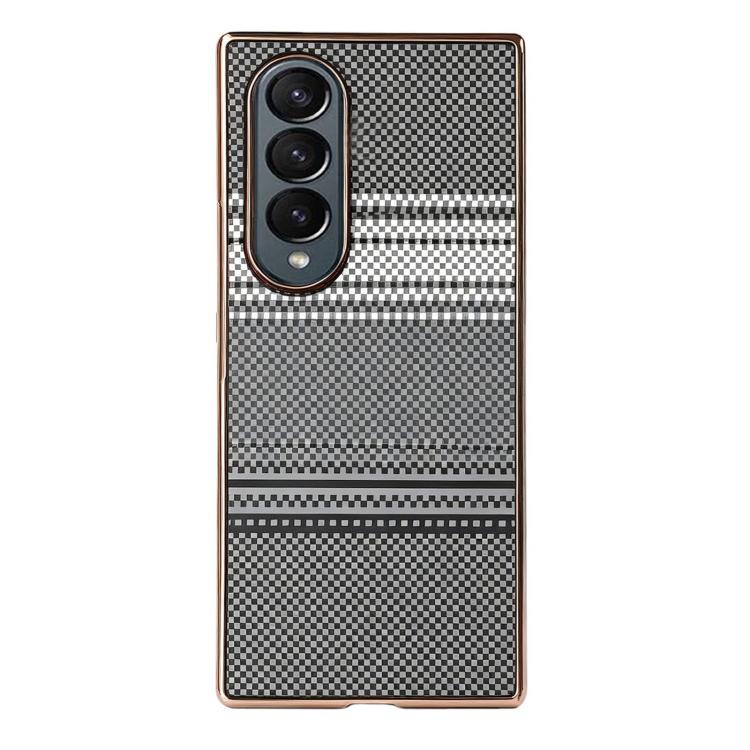 Custodia per telefono con pellicola magnetica integrata in policarbonato a quadri arcobaleno in Kevlar., For Galaxy Z Fold4, For Galaxy Z Fold3 5G