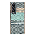 Custodia per telefono con pellicola magnetica integrata in policarbonato a quadri arcobaleno in Kevlar., For Galaxy Z Fold4, For Galaxy Z Fold3 5G