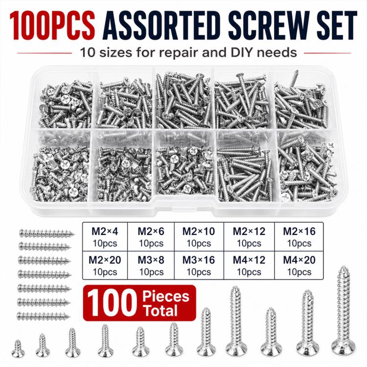 Viti autofilettanti M4, 100 pezzi/set