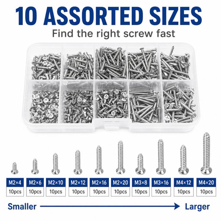 Viti autofilettanti M4, 100 pezzi/set