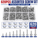Viti autofilettanti M2, 620 pezzi/set