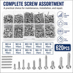Viti autofilettanti M2, 620 pezzi/set