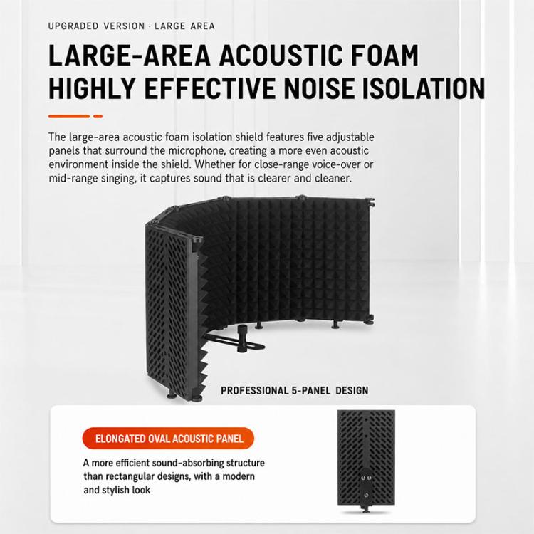 Schermo antivento pieghevole a tre pannelli per l'isolamento del microfono M3., M3 Isolation Shield