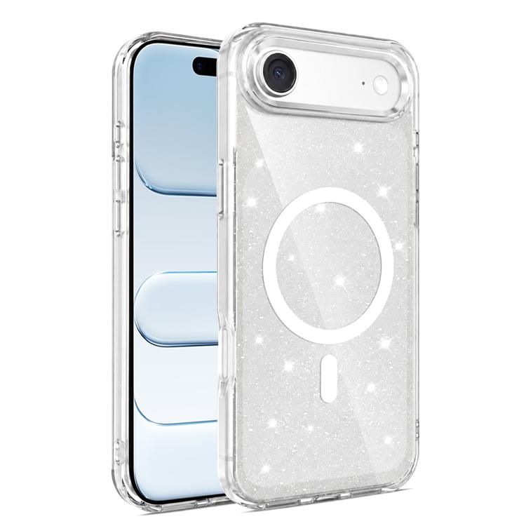 Custodia magnetica di lusso in TPU glitterato e PC per telefono., For iPhone 17 Pro Max, For iPhone 17 Pro, For iPhone 17, For iPhone Air