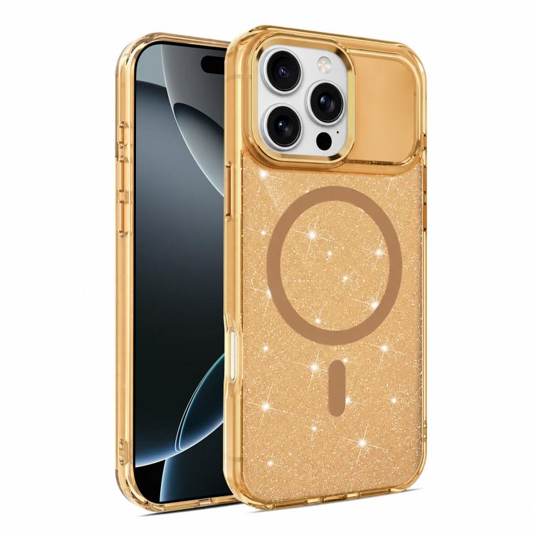 Custodia magnetica di lusso in TPU glitterato e PC per telefono., For iPhone 16 Pro Max, For iPhone 16 Pro, For iPhone 16 Plus, For iPhone 16