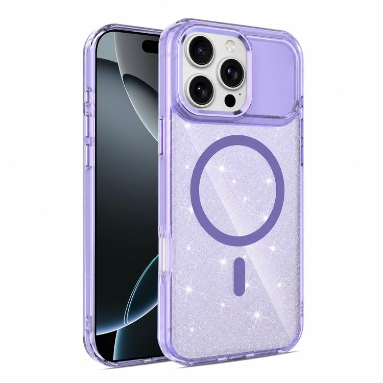 Custodia magnetica di lusso in TPU glitterato e PC per telefono., For iPhone 16 Pro Max, For iPhone 16 Pro, For iPhone 16 Plus, For iPhone 16