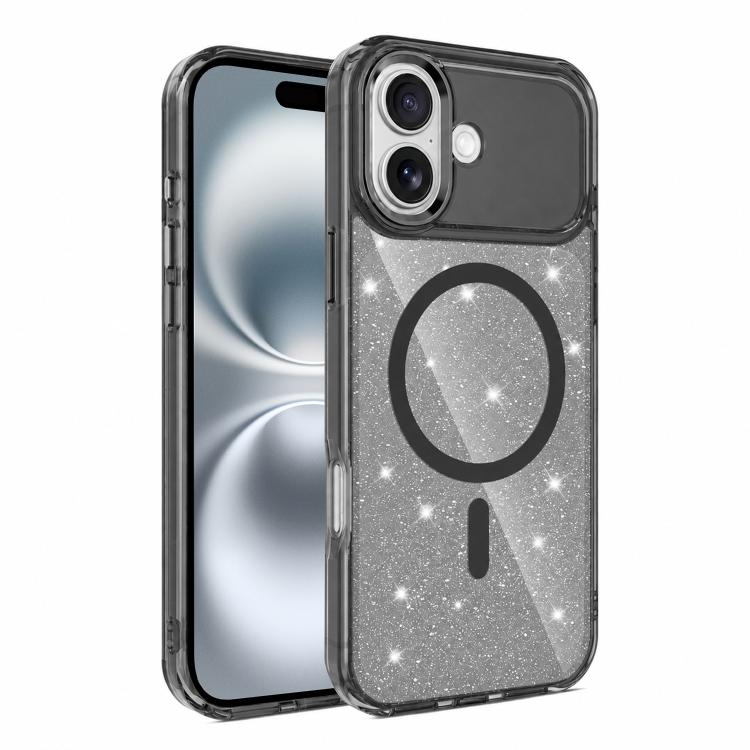 Custodia magnetica di lusso in TPU glitterato e PC per telefono., For iPhone 16 Pro Max, For iPhone 16 Pro, For iPhone 16 Plus, For iPhone 16