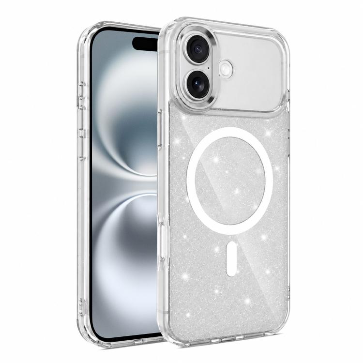 Custodia magnetica di lusso in TPU glitterato e PC per telefono., For iPhone 16 Pro Max, For iPhone 16 Pro, For iPhone 16 Plus, For iPhone 16
