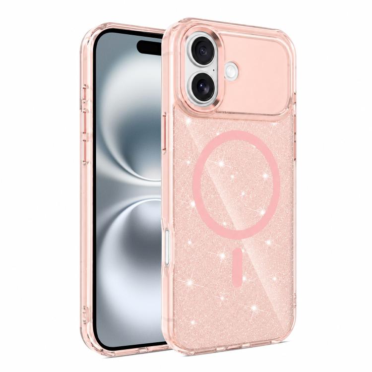 Custodia magnetica di lusso in TPU glitterato e PC per telefono., For iPhone 16 Pro Max, For iPhone 16 Pro, For iPhone 16 Plus, For iPhone 16
