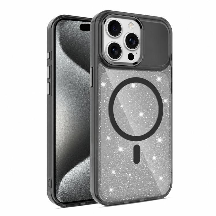 Custodia magnetica di lusso in TPU glitterato e PC per telefono., For iPhone 15 Pro Max, For iPhone 15 Pro, For iPhone 15, For iPhone 14 / 13