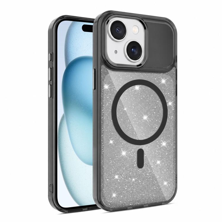 Custodia magnetica di lusso in TPU glitterato e PC per telefono., For iPhone 15 Pro Max, For iPhone 15 Pro, For iPhone 15, For iPhone 14 / 13
