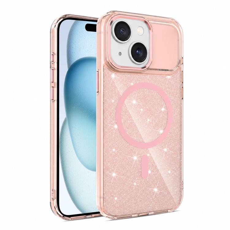 Custodia magnetica di lusso in TPU glitterato e PC per telefono., For iPhone 15 Pro Max, For iPhone 15 Pro, For iPhone 15, For iPhone 14 / 13
