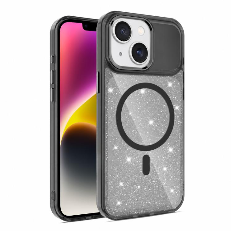 Custodia magnetica di lusso in TPU glitterato e PC per telefono., For iPhone 15 Pro Max, For iPhone 15 Pro, For iPhone 15, For iPhone 14 / 13