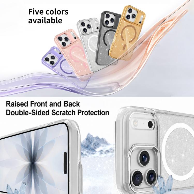 Custodia magnetica di lusso in TPU glitterato e PC per telefono., For iPhone 17 Pro Max, For iPhone 17 Pro, For iPhone 17, For iPhone Air