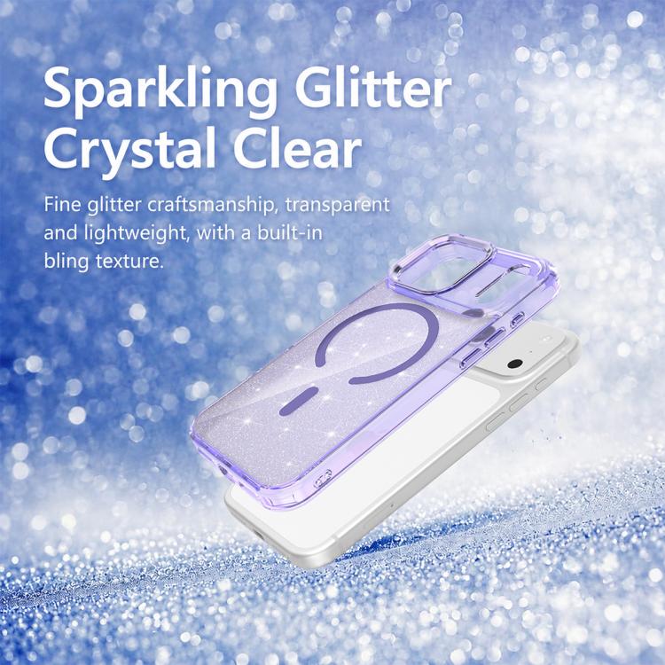 Custodia magnetica di lusso in TPU glitterato e PC per telefono., For iPhone 16 Pro Max, For iPhone 16 Pro, For iPhone 16 Plus, For iPhone 16