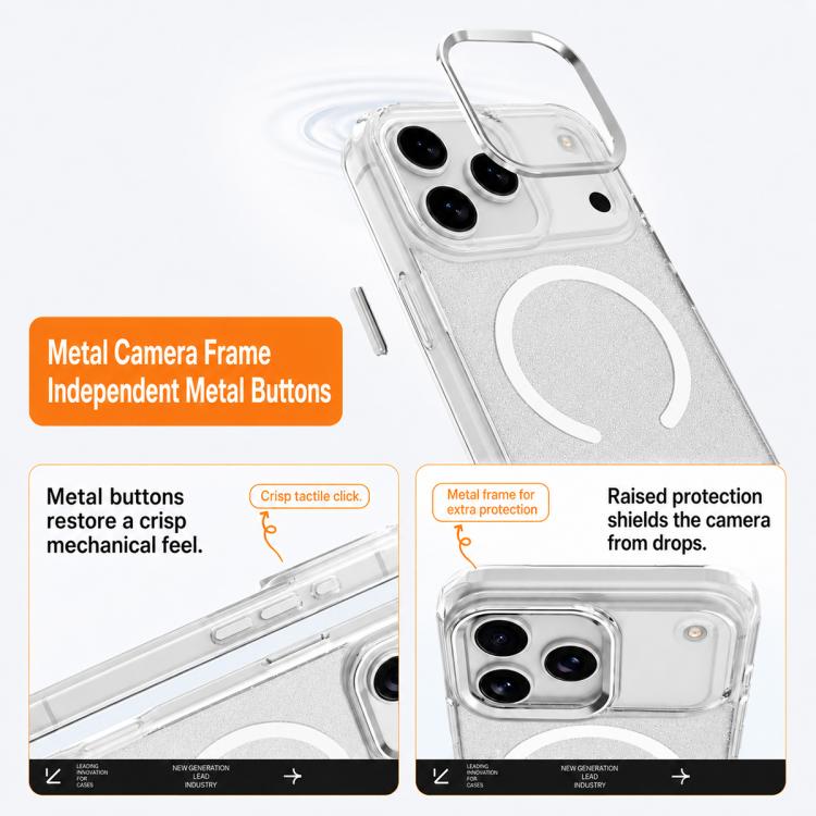 Custodia magnetica di lusso in TPU glitterato e PC per telefono., For iPhone 17 Pro Max, For iPhone 17 Pro, For iPhone 17, For iPhone Air