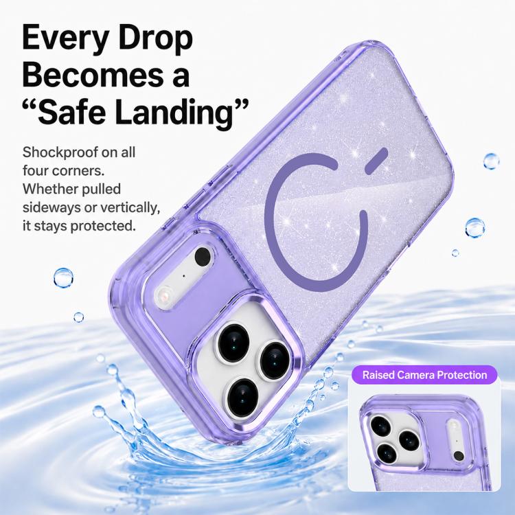 Custodia magnetica di lusso in TPU glitterato e PC per telefono., For iPhone 16 Pro Max, For iPhone 16 Pro, For iPhone 16 Plus, For iPhone 16
