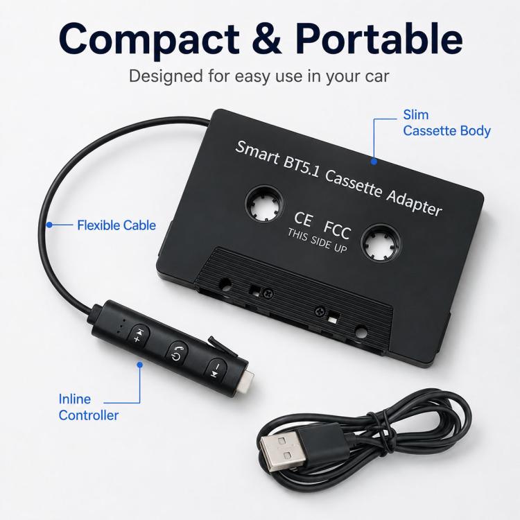 Convertitore da MP3 a cassetta per auto con Bluetooth 5.1