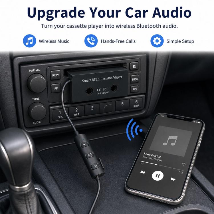 Convertitore da MP3 a cassetta per auto con Bluetooth 5.1