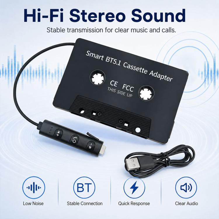 Convertitore da MP3 a cassetta per auto con Bluetooth 5.1
