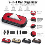 Porta fazzoletti da auto con cartellino con numero di telefono per parcheggio temporaneo, Leather
