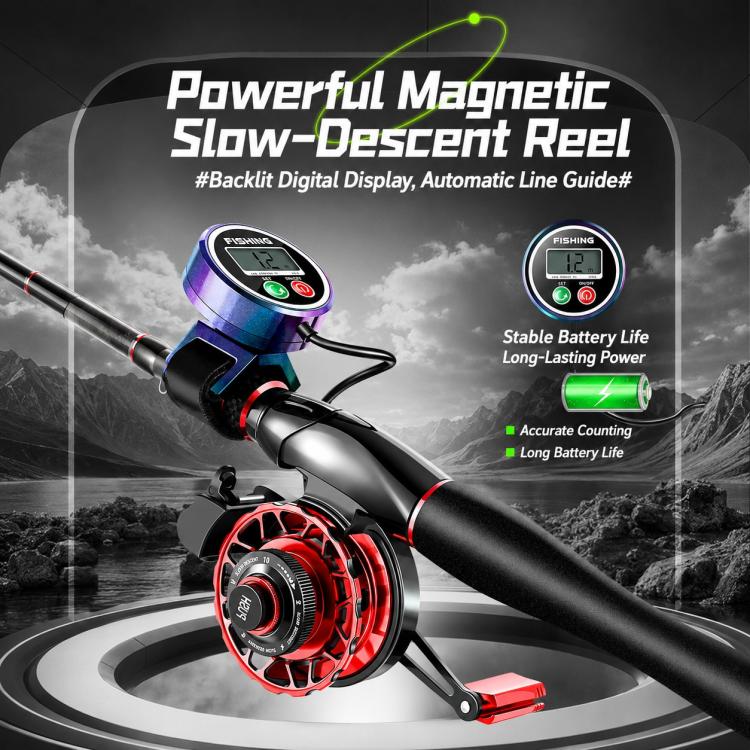 Mulinello in metallo magnetico a discesa lenta per la pesca in acqua salata con zattera., Basic-Left, Basic-Right, Line Guide-Left, Line Guide-Right, Digital Display & Line Guide-Left, Digital Display & Line Guide-Right