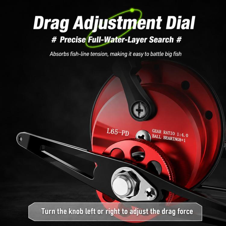 Mulinello in metallo magnetico a discesa lenta per la pesca in acqua salata con zattera., Basic-Left, Basic-Right, Line Guide-Left, Line Guide-Right, Digital Display & Line Guide-Left, Digital Display & Line Guide-Right