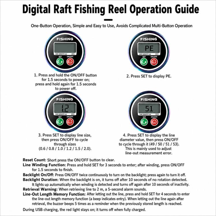 Mulinello in metallo magnetico a discesa lenta per la pesca in acqua salata con zattera., Basic-Left, Basic-Right, Line Guide-Left, Line Guide-Right, Digital Display & Line Guide-Left, Digital Display & Line Guide-Right