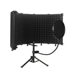 M5P Schermo isolante per microfono pieghevole a cinque pannelli con clip per telefono, treppiede e kit filtro anti-pop, M5P Isolation Shield+Phone Clip+Tripod+Pop Filter