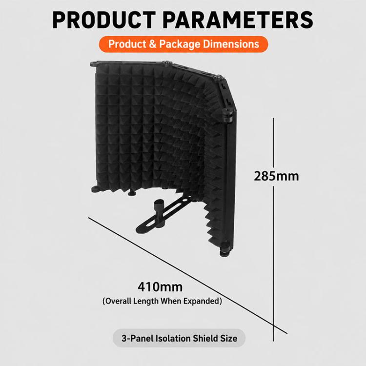Schermo isolante per microfono M3 con custodia metallica pieghevole a tre pannelli., M3 Metal Casing Isolation Shield