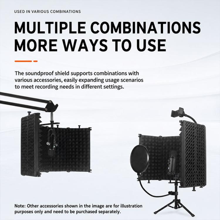 Schermo isolante per microfono M3 con custodia metallica pieghevole a tre pannelli., M3 Metal Casing Isolation Shield