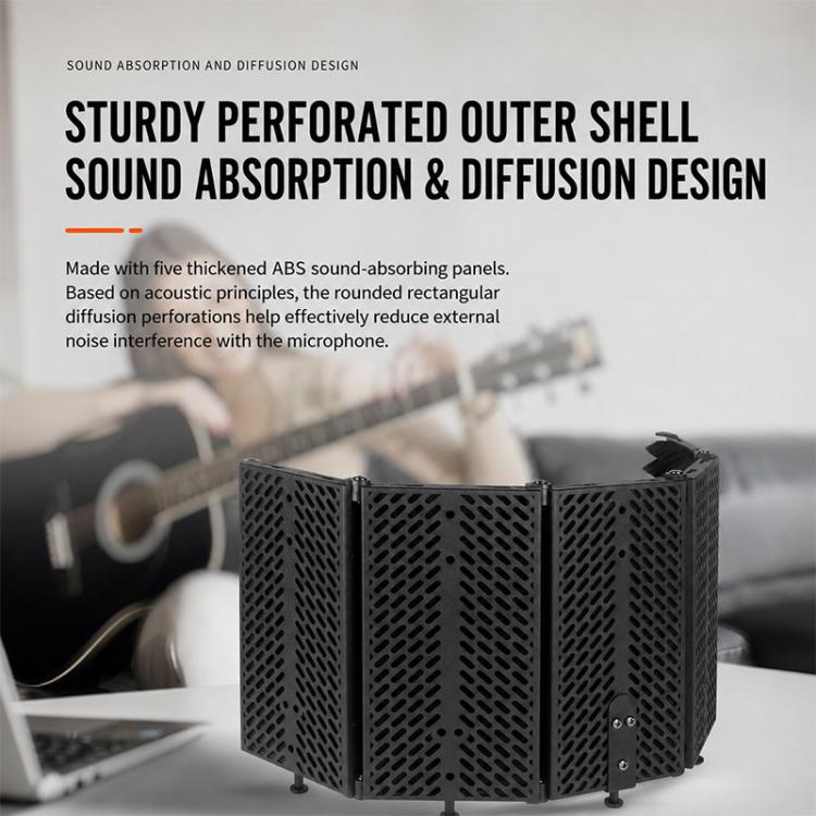 Schermo isolante per microfono M3 con custodia metallica pieghevole a tre pannelli., M3 Metal Casing Isolation Shield