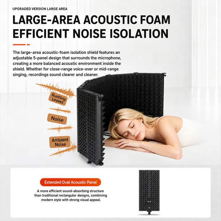 Schermo isolante per microfono M3 con custodia metallica pieghevole a tre pannelli., M3 Metal Casing Isolation Shield