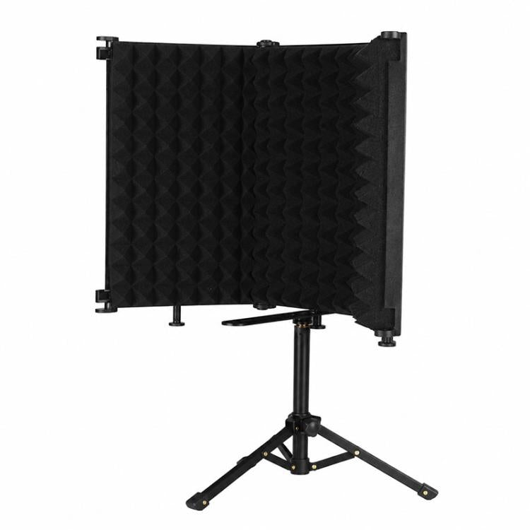 Schermo isolante per microfono M3 pieghevole a tre pannelli in metallo, con treppiede e kit filtro anti-pop., M3 Metal Casing Isolation Shield+Tripod+Pop Filter