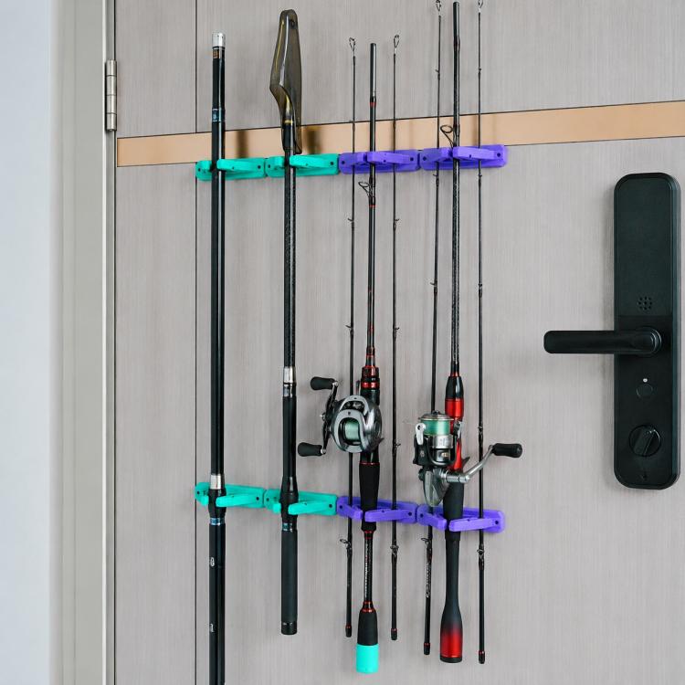 Supporto per canne da pesca in silicone da parete, senza bisogno di forare.
