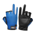 1 paio di guanti da pesca antiscivolo traspiranti a 3 dita tagliate, protezione solare per esterni, attrezzatura da pesca, Thin-Black, Thin-Blue, Thicken-Red, Thicken-Grey, Thicken-Yellow, Thicken-Blue
