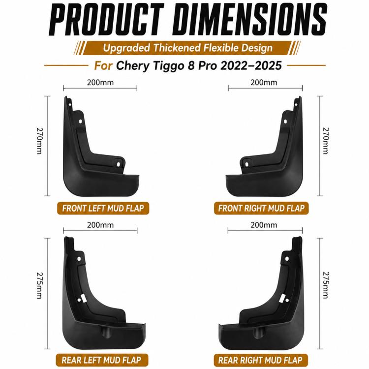 Set di 4 parafanghi per auto, For Chery Tiggo 8 Pro 2022-2025