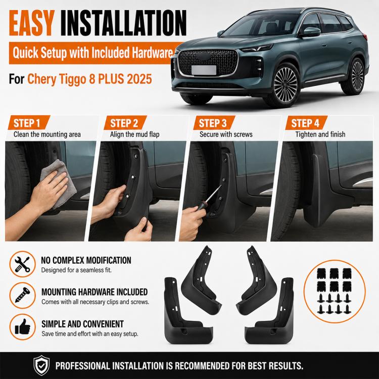 Set di 4 parafanghi per auto, For Chery Tiggo 8 PLUS 2025