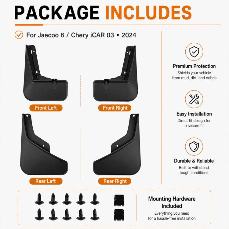 Set di 4 parafanghi per auto, For Chery Jaecoo 6 2024