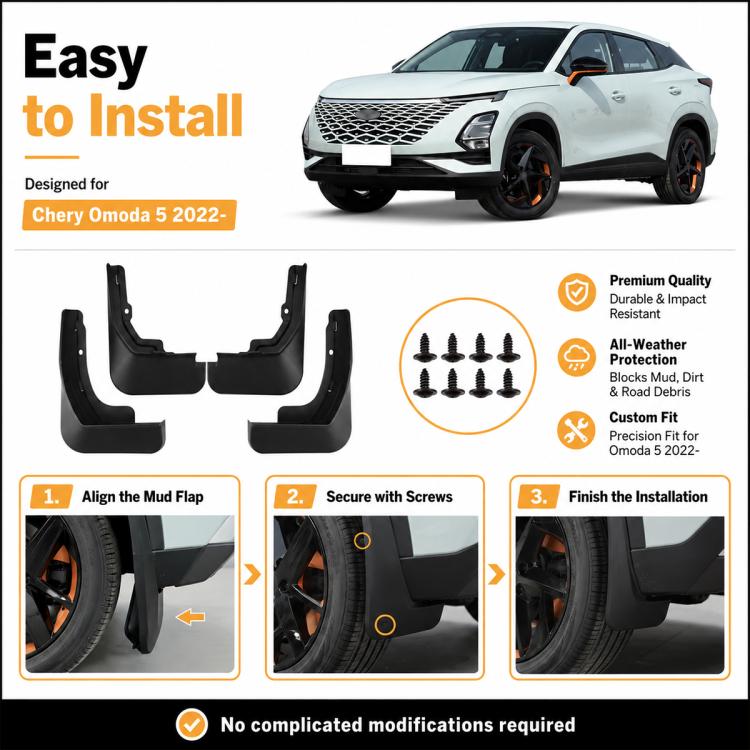 Set di 4 parafanghi per auto, For Chery Omoda 5 2022-2026