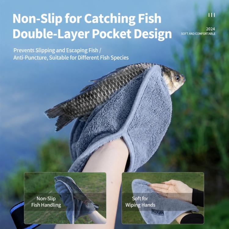 Asciugamano da pesca spesso con moschettone, panno per la manipolazione del pesce, Single-layer, Double-layer