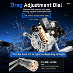Mulinello da pesca in metallo con avvolgimento automatico della lenza a discesa lenta magnetica, per zattera da pesca., Left Hand, Right Hand, Digital Display-Left Hand, Digital Display-Right Hand