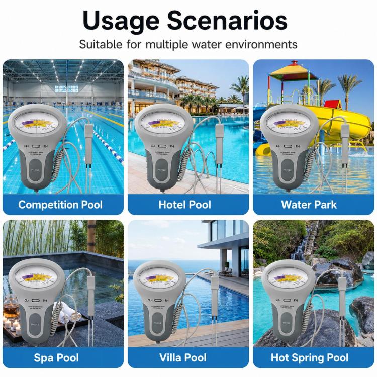 Tester portatile 2 in 1 per la qualità dell'acqua della piscina e il pH, 2 in 1