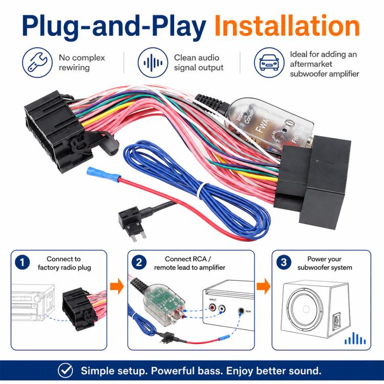 Cablaggio per amplificatore subwoofer aggiuntivo per autoradio di serie per Chevy GMC, Add A Subwoofer Amplifier