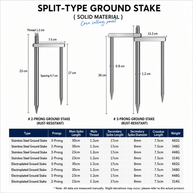 Picchetto antivento staccabile per ombrellone con filettatura universale da 12 mm, Chrome-Plated 23cm 2-Prong, Chrome-Plated 23cm 3-Prong, Chrome-Plated 30cm 2-Prong, Chrome-Plated 30cm 3-Prong, Stainless Steel 23cm 2-Prong, Stainless Steel 23cm 3-Pron...