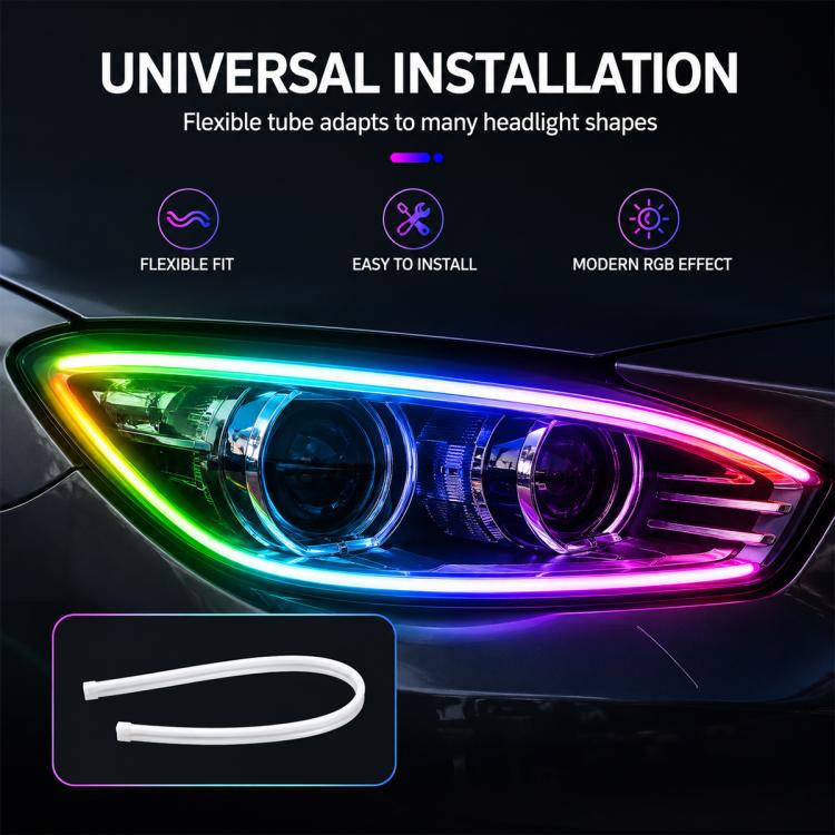 Indicatori di direzione a LED colorati per auto, luci diurne, 30cm, 45cm, 60cm, 75cm