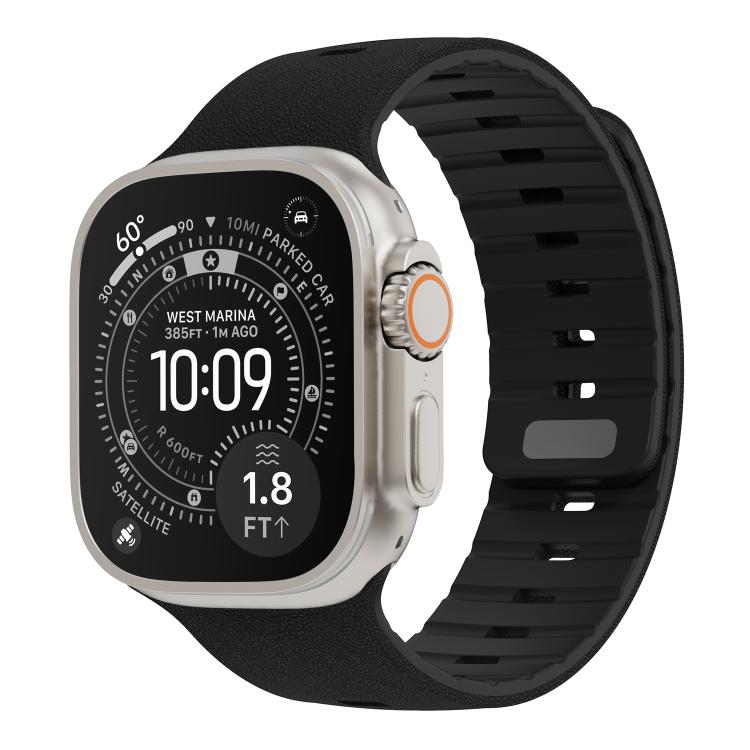 Cinturino per orologio in silicone magnetico con chiusura a moschettone e texture a raggiera., For Apple Watch 46mm / 49mm / 45mm / 44mm, For Apple Watch 42mm / 41mm / 40mm / 38mm